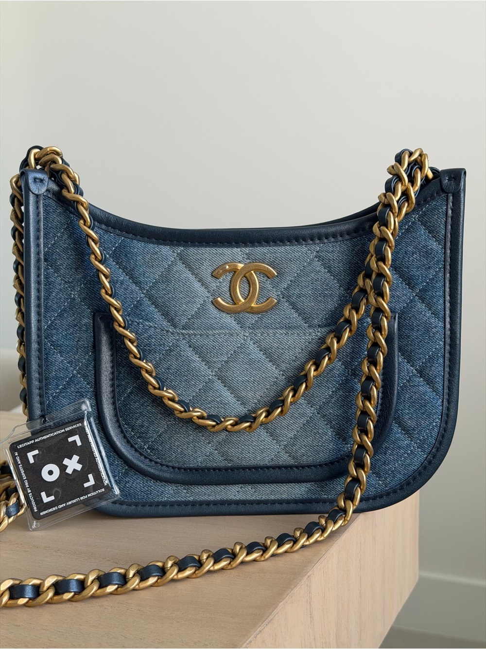 CHANEL Denim Quilted Hobo
